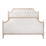 Кровать двуспальная светло-бежевая с основанием из массива дуба с мягким изголовьем Flax Beds варинант исполнения - 1 | Loft Concept в Орле