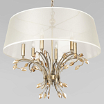 Люстра подвесная круглая с тканевым полупрозрачным абажуром и подвесками 6 ламп Gilded Elegance варинант исполнения - 4 | Loft Concept в Орле