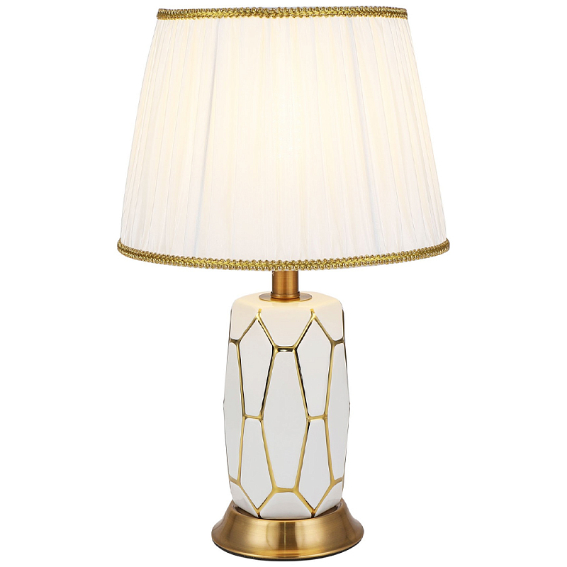 Настольная лампа с абажуром Fiorella Table Lamp White Белый Золотой Настольная лампа с абажуром Fiorella Table Lamp White Белый Золотой в Орле | Loft Concept