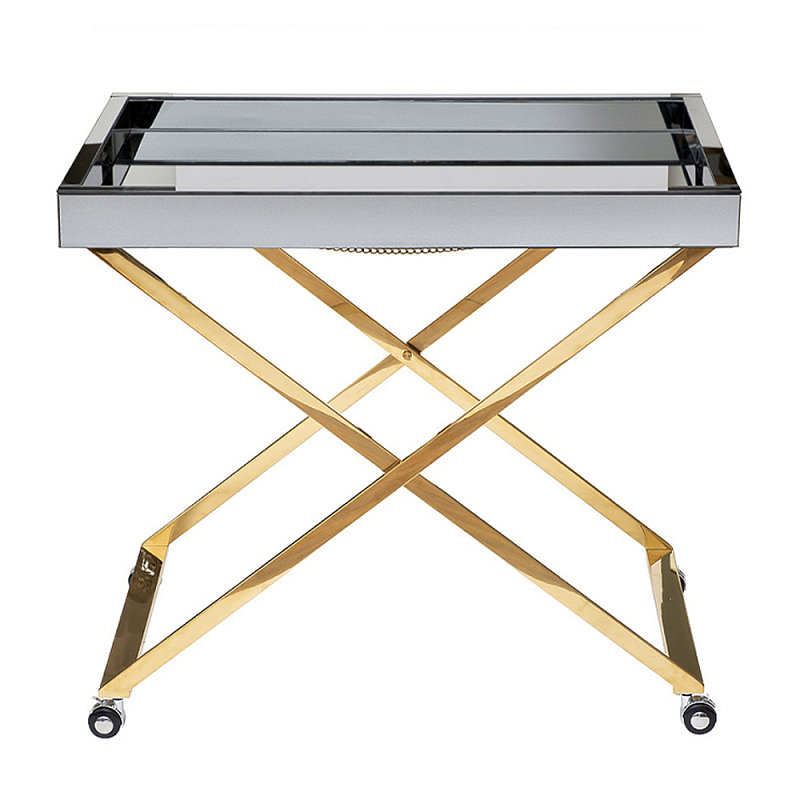 Стол сервировочный с зеркальной столешницей Splendid Serving Table Золотой Хром в Орле | Loft Concept 