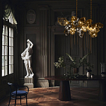 Люстра подвесная с 22-мя гранёными стеклянными плафонами с вертикальными подвесками Gilded Mirage  варинант исполнения - 9 | Loft Concept в Орле