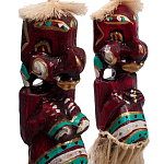 Комплект из 2-х деревянных статуэток Asmat Straw Headdress Statuettes Red Turquoise Tattoo варинант исполнения - 3 | Loft Concept в Орле