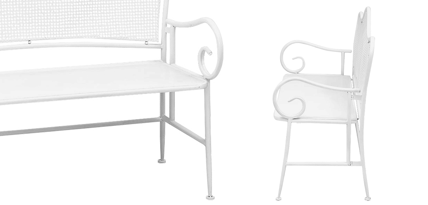 Скамья белая в стиле прованс Miah Bench White Скамья белая в стиле прованс Miah Bench White - Loft-Concept в Орле
