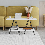 Стол журнальный с белой прямоугольной столешницей и полкой ESSEL WHITE варинант исполнения - 1 | Loft Concept в Орле