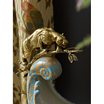 Чаша голубого цвета с оранментом и и бронзовыми фигурами леопардов Eden Garden варинант исполнения - 7 | Loft Concept в Орле