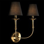 Бра с металлическим основанием бронзового цвета и 2-мя черными конусовидными абажурами Dignity варинант исполнения - 2 | Loft Concept в Орле