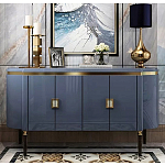 Дизайнерский комод синий глянцевый с золотыми ручками на 4-х дверцах Martin варинант исполнения - 2 | Loft Concept в Орле