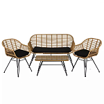 Журнальный столик с столешницей из ротанга и стекла Wicker Tabletop Under Glass варинант исполнения - 3 | Loft Concept в Орле