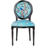 Стул из массива бука бирюзовый с изображением птиц в саду Turquoise Chinoiserie Blue Bird Chair варинант исполнения - 1 | Loft Concept в Орле