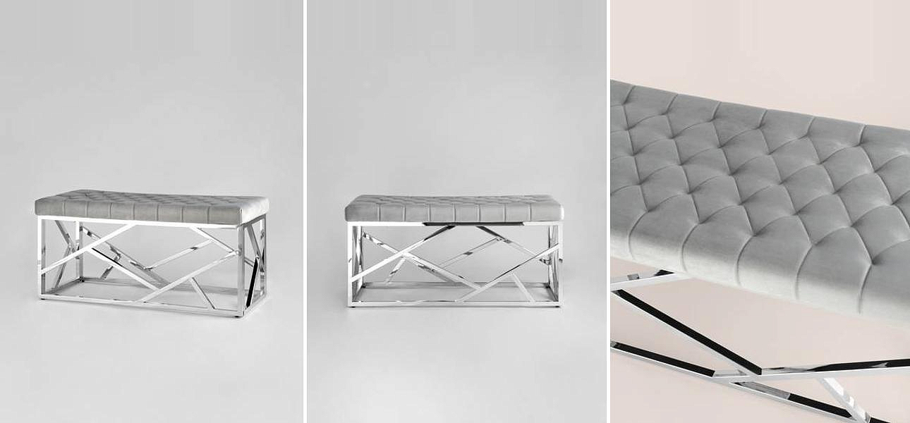 Банкетка серый велюр Geometry Serene Phoenix Банкетка серый велюр Geometry Serene Phoenix - Loft-Concept в Орле