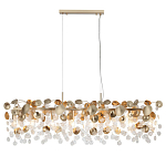 Люстра линейная с подвесками в форме монеток и золотистыми круглыми элементами из металла в виде лепестков FAIRYTREE Light варинант исполнения - 3 | Loft Concept в Орле