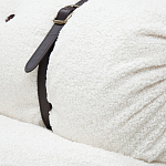 Двухместный диван без подлокотников белый с обивкой букле и ремешками из кожи Blaise Boucle Sofa варинант исполнения - 5 | Loft Concept в Орле