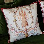 Декоративная подушка бежевая с растительным орнаментом Raffael Angel Beige Red Cushion варинант исполнения - 2 | Loft Concept в Орле