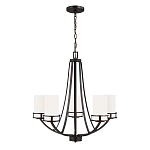 Люстра в цвете темная бронза с 5-ю белыми цилиндрическими плафонами Generation Lighting варинант исполнения - 2 | Loft Concept в Орле