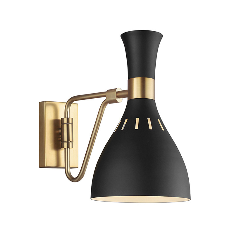 Бра с плафоном в форме песочных часов с узкими перфорированными отверстиями Feiss Черный Белый Латунь в Орле | Loft Concept 