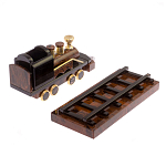 Часы настольные в виде паровоза из натурального камня Обсидиан Train Stone Clock варинант исполнения - 6 | Loft Concept в Орле