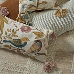 Чехол на подушку с кисточками и вышивкой птиц Ethnic mix Birds Rect варинант исполнения - 6 | Loft Concept в Орле