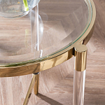 Золотой приставной столик с круглой стеклянной столешницей Weightless Table варинант исполнения - 7 | Loft Concept в Орле