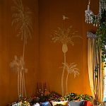 Обои с вышивкой ручной работы Deco Palms Original colourway on velvet 2 варинант исполнения - 1 | Loft Concept в Орле