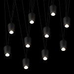 Подвесной светильник черными плафонами на длинных пересекающихся тросах Construction варинант исполнения - 10 | Loft Concept в Орле