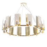 Люстра подвесная круглая с прямоугольными мраморными и золотистыми панелями на металлическом каркасе Диаметр 118 см Marble square Chandelier варинант исполнения - 3 | Loft Concept в Орле