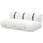 Двухместный диван без подлокотников белый с обивкой букле и ремешками из кожи Blaise Boucle Sofa варинант исполнения - 2 | Loft Concept в Орле