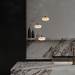 Подвесной светильник с плафоном в виде эллипса из белого алебастра Cryptocrystalline Stone варинант исполнения - 6 | Loft Concept в Орле