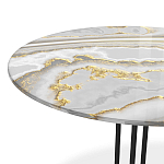 Стол журнальный с круглой столешницей из стекла Gray and Gold Marble варинант исполнения - 3 | Loft Concept в Орле