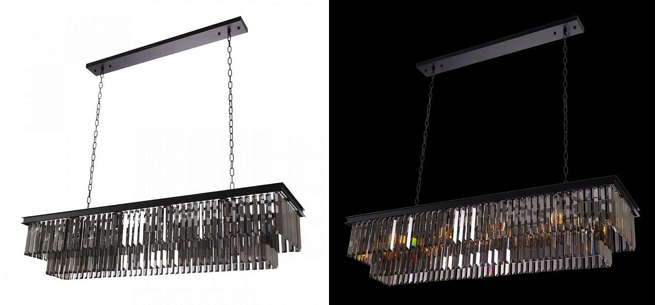 Прямоугольная Люстра RH 1920s Odeon Black iron Серое Стекло Длина 120 см Прямоугольная Люстра RH 1920s Odeon Black iron Серое Стекло Длина 120 см - Loft-Concept в Орле
