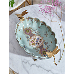 Чаша из голубого фарфора на бронзовых ножках с рисунком цветов и фигурками стрекоз Blue Garden варинант исполнения - 4 | Loft Concept в Орле