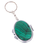 Зеркало брелок карманное двухстороннее из натурального камня Малахит Stone Mirrors варинант исполнения - 1 | Loft Concept в Орле