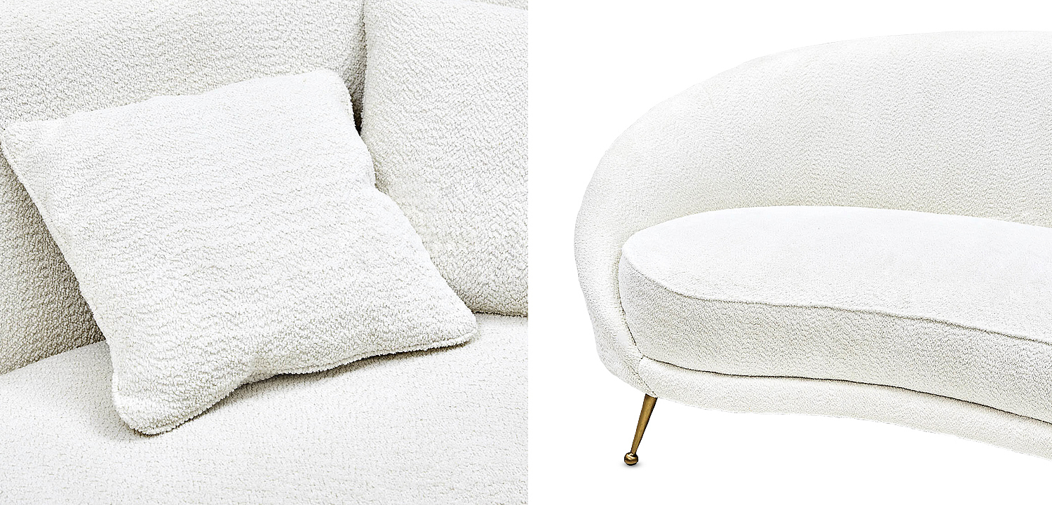 Диван с обивкой из ткани букле Manuel Sofa Белый Диван с обивкой из ткани букле Manuel Sofa Белый - Loft-Concept в Орле