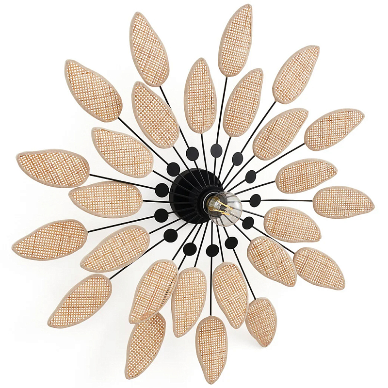 Настенный светильник с плетеным декором Wicker Leaves Wall Lamp Бежевый Черный Настенный светильник с плетеным декором Wicker Leaves Wall Lamp Бежевый Черный в Орле | Loft Concept