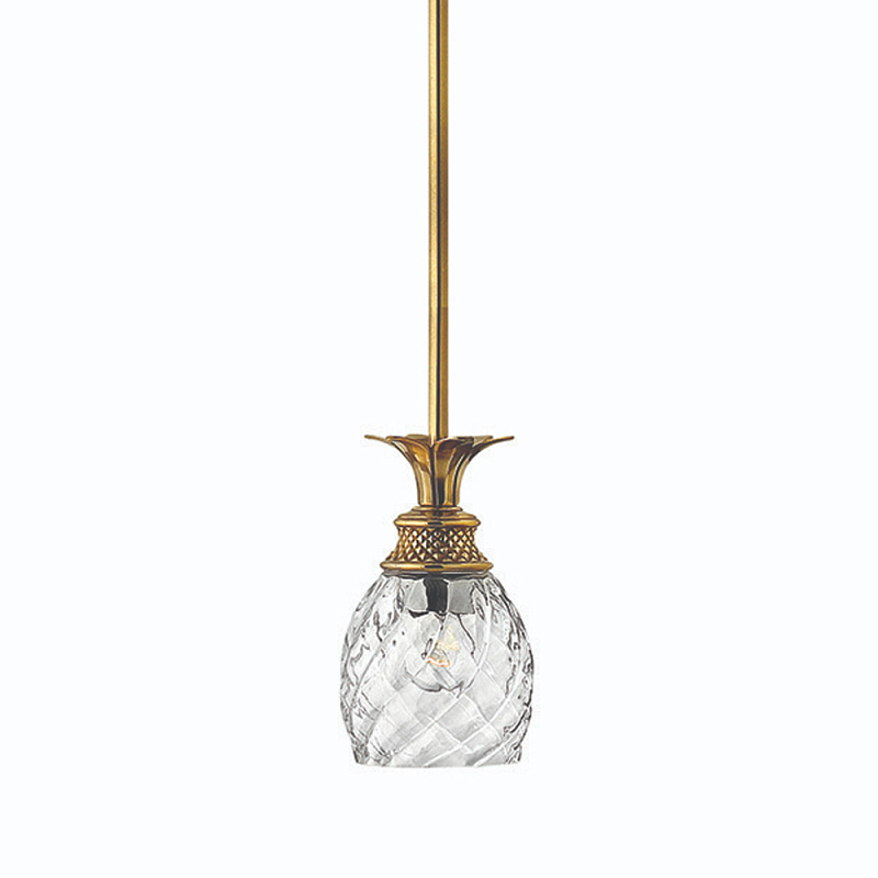 Подвесной светильник цвета латунь с прозрачнымплафоном в форме ананаса Hinkley Латунь Прозрачное Стекло в Орле | Loft Concept 