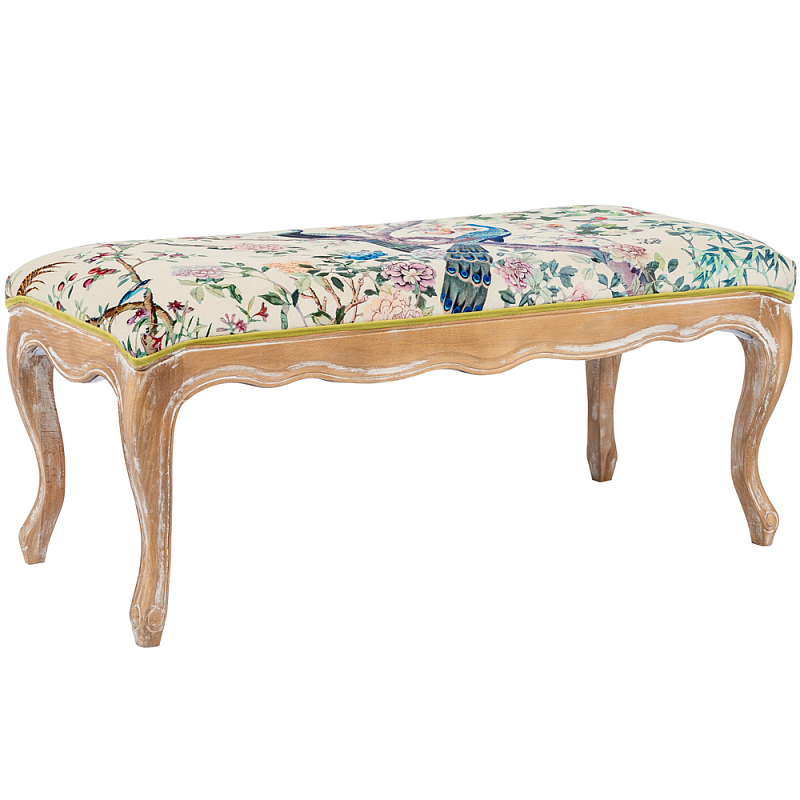 Банкетка из массива бука с цветочным принтом Beige Chinoiserie Garden Banquette Бежевый Мульти Банкетка из массива бука с цветочным принтом Beige Chinoiserie Garden Banquette Бежевый Мульти в Орле | Loft Concept