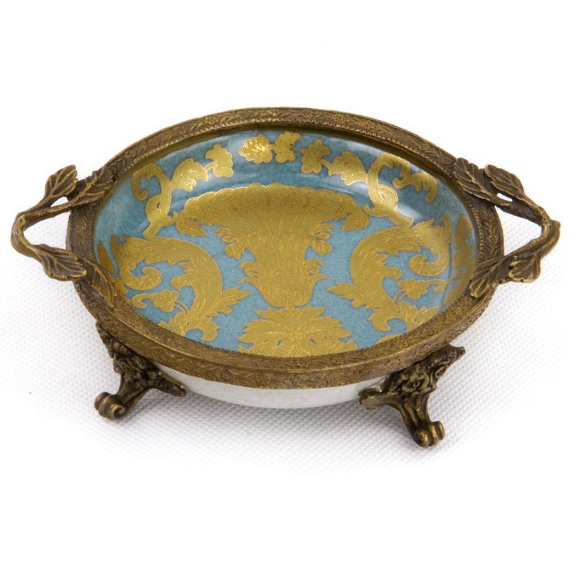 Блюдо Pale blue and Gold Голубой пастельный Золотой Бронза Блюдо Pale blue and Gold Голубой пастельный Золотой Бронза в Орле | Loft Concept