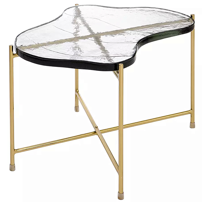 Журнальный столик с изогнутой стеклянной столешницей Curved Glass Table Top Прозрачный Золотой Журнальный столик с изогнутой стеклянной столешницей Curved Glass Table Top Прозрачный Золотой в Орле | Loft Concept