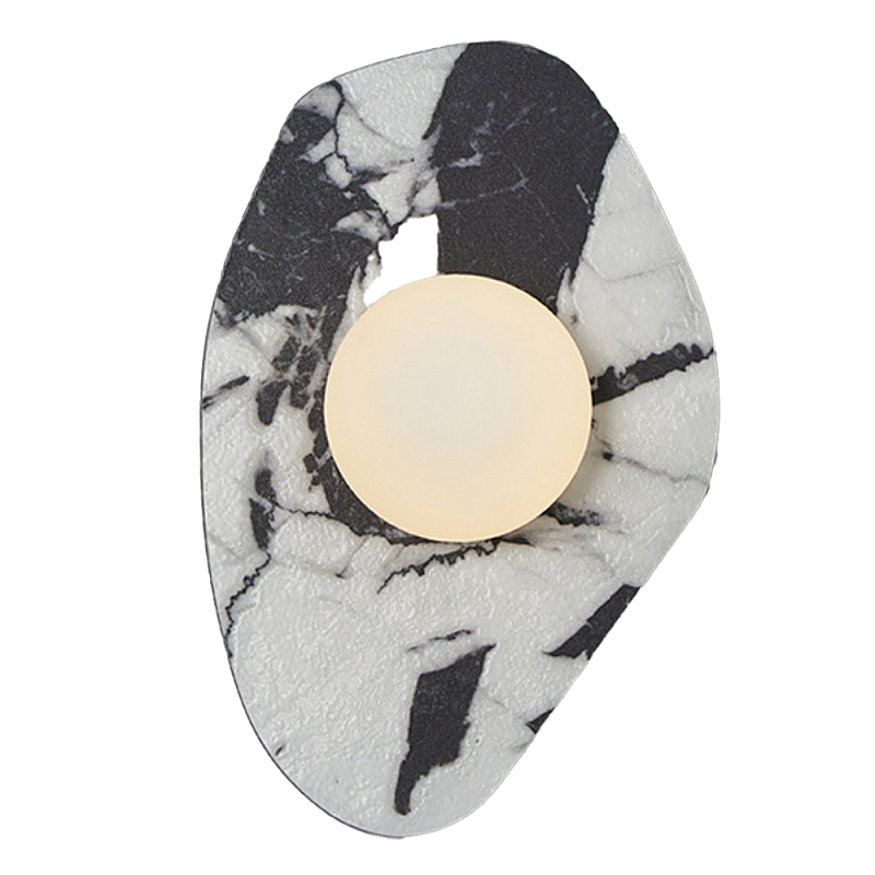 Бра с каменным черно-белым основанием и плафоном из стекла Shaw Marble Lighting Черный Белый Бра с каменным черно-белым основанием и плафоном из стекла Shaw Marble Lighting Черный Белый в Орле | Loft Concept