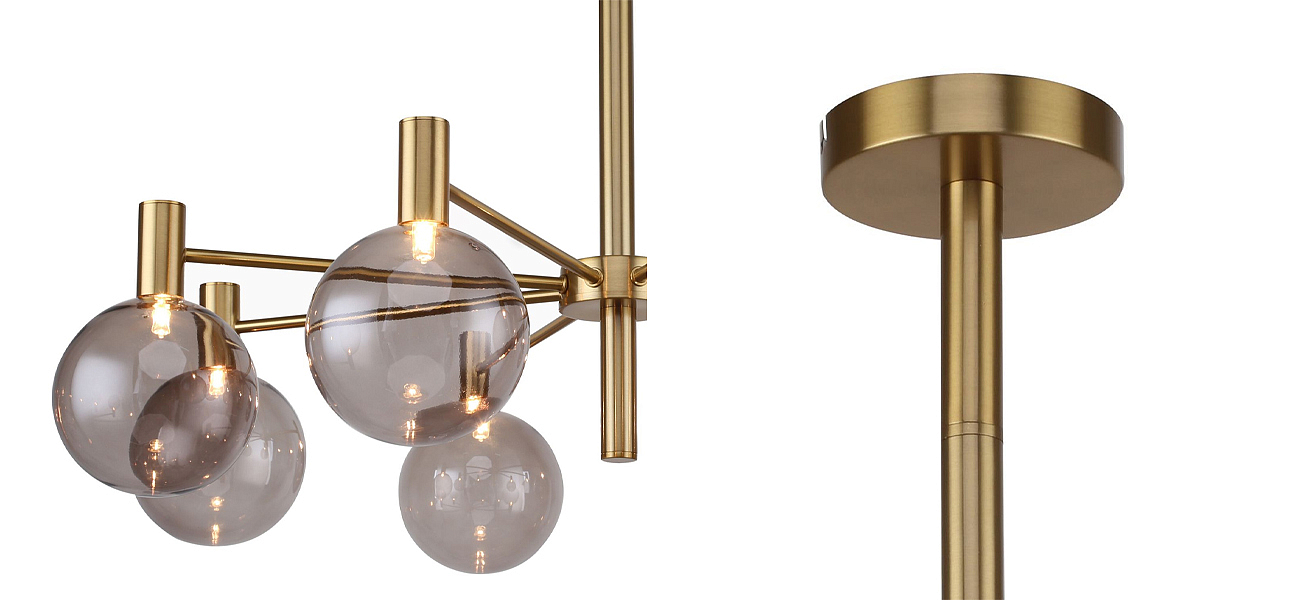 Люстра с выдувными плафонами коньячного цвета Carmella Globe Brass Люстра с выдувными плафонами коньячного цвета Carmella Globe Brass - Loft-Concept в Орле