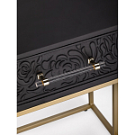 Приставной столик с резным узором на выдвижном ящике Black Table Carved Pattern варинант исполнения - 2 | Loft Concept в Орле