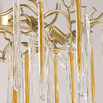 Люстра подвесная золотого цвета с разветвленными ветвями и прозрачными стеклянными подвесками Droplet Chandelier варинант исполнения - 4 | Loft Concept в Орле