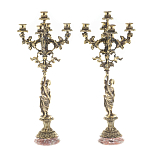 Подсвечники из бронзы на 10 свечей на подставке из камня креноид Stone Candlestick варинант исполнения - 1 | Loft Concept в Орле