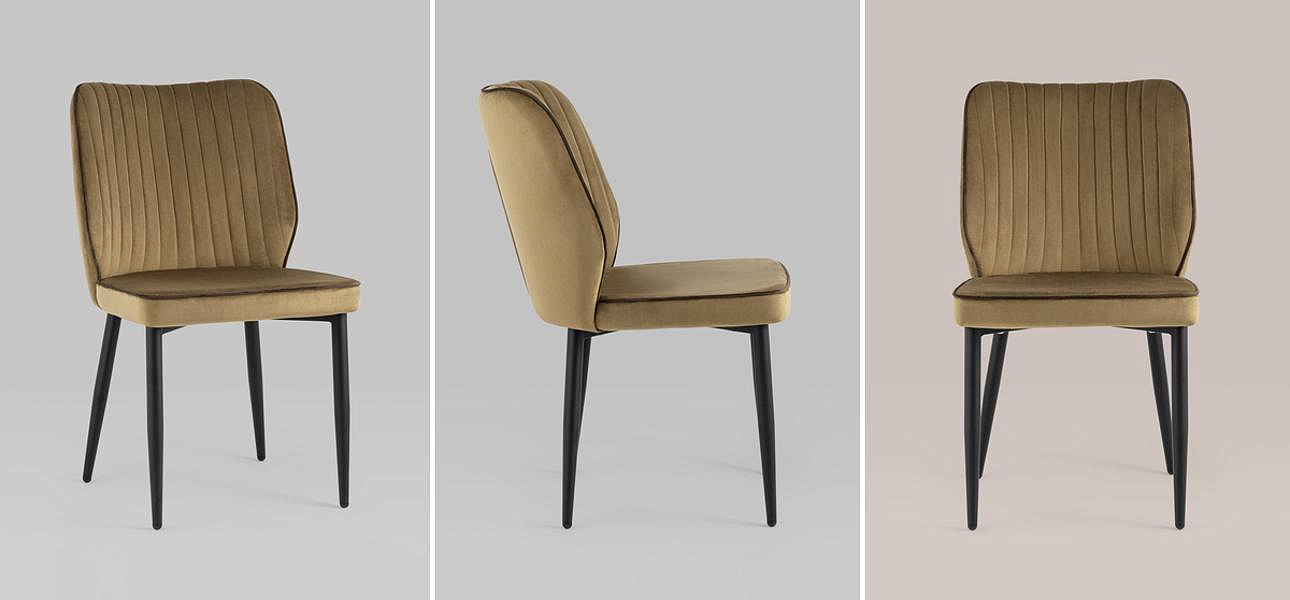 Стул Lawrence Chair Велюр Карамель Коричневый кант Стул Lawrence Chair Велюр Карамель Коричневый кант - Loft-Concept в Орле