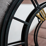 Зеркало настенное в чёрной металлической раме в виде часов Mirror Tower Clock варинант исполнения - 2 | Loft Concept в Орле