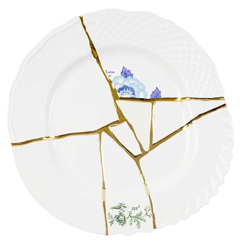 Тарелка Seletti Kintsugi II Белый Золотой Голубой Тарелка Seletti Kintsugi II Белый Золотой Голубой в Орле | Loft Concept