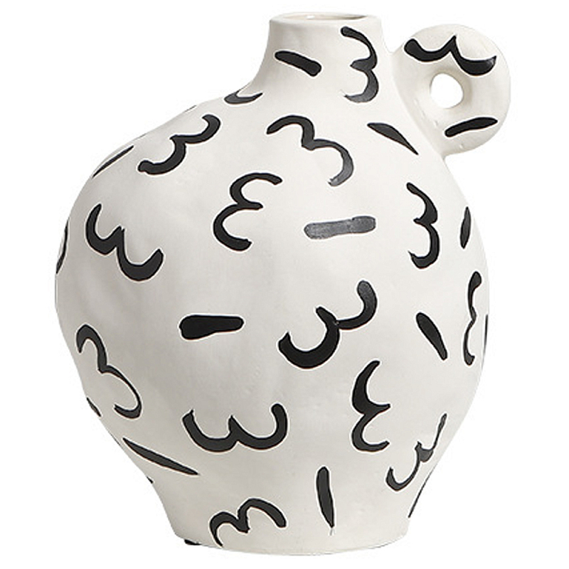 Декоративная ваза White Doodle Vase S Белый Черный Декоративная ваза White Doodle Vase S Белый Черный в Орле | Loft Concept