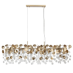 Люстра линейная с подвесками в форме монеток и золотистыми круглыми элементами из металла в виде лепестков FAIRYTREE Light варинант исполнения - 2 | Loft Concept в Орле