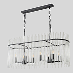 Люстра подвесная овальная со стеклянными прозрачными трубками и металлическим каркасом черного цвета Nembus варинант исполнения - 2 | Loft Concept в Орле