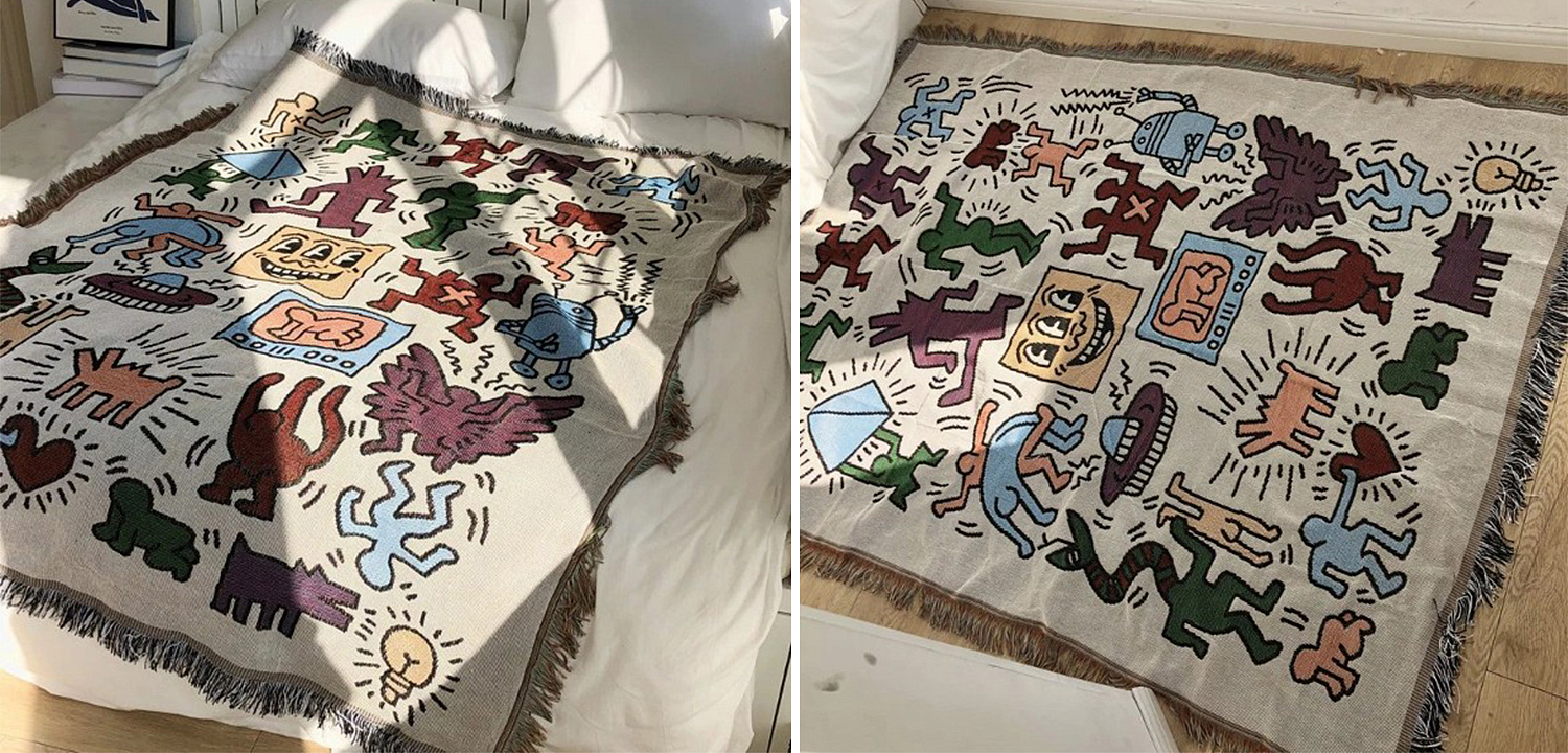 Покрывало граффити Кит Харинг Keith Haring Bed Сover Покрывало граффити Кит Харинг Keith Haring Bed Сover - Loft-Concept в Орле