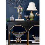 Ваза из прозрачного стекла с бронзовыми ножками и фигурками попугаев Eden Garden porcelain and bronze варинант исполнения - 5 | Loft Concept в Орле